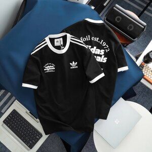 Adidas Classics Original 3 Stripes Tee Shirt Trefoil Retro Men Black White